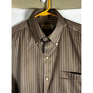 Tommy Bahama Striped Cotton Dress Shirt 16 34-35 collar buttons Formal Office